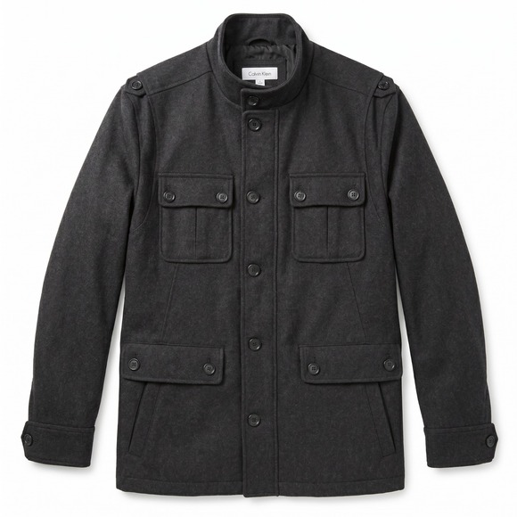Calvin Klein Other - Calvin Klein Men's L Charcoal Wool Blend Overcoat Old Money Quiet Luxury Classic